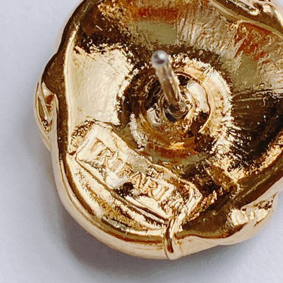 Vintage Signed Earrings Trifari Peacock Blue Enamel Gold Tone Knot Stud Posts - Picture 7 of 10